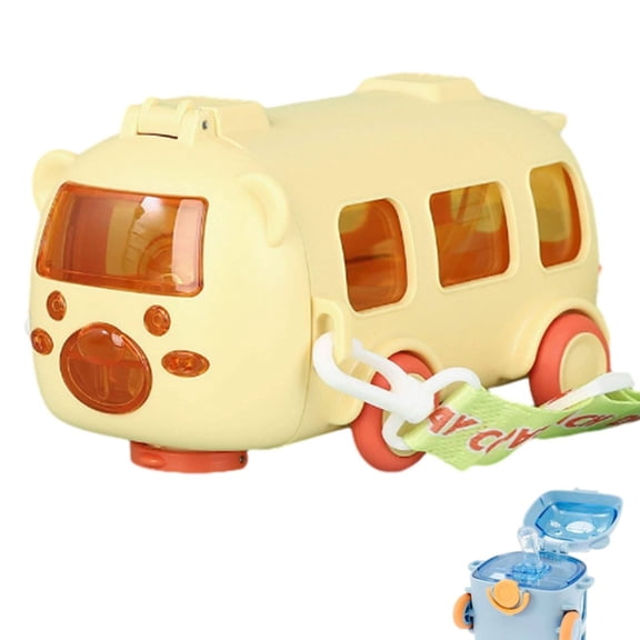 1Pc Bus-Shaped Water Bottle Bus Shaped Water Bottle For Office,Plastic Yellow