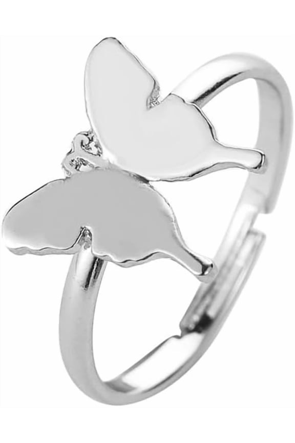 1Pc Butterfly Adjustable Finger Rings for Women Elegant Gifts Butterfly: 12x13mm Inner Diameter: 19mm Metal Platinum DIY