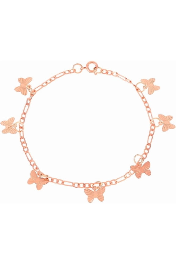 1Pc Butterfly Alloy Charm Bracelets Figaro Chains Bracelets for Women Elegant Gifts DIY Personalized Jewelry 7-7/8 inch(20cm) Rose Gold DIY