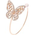 1Pc Butterfly Alloy Rhinestone Cuff Bangles for Women with Imitation ...