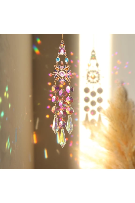1Pc Butterfly/Heart/Star K9 Glass Big Pendant Decorations Hanging Sun Catchers Crystal Prism Rainbow Maker for Ceiling Chandelier Window Garden Star 370~420mm