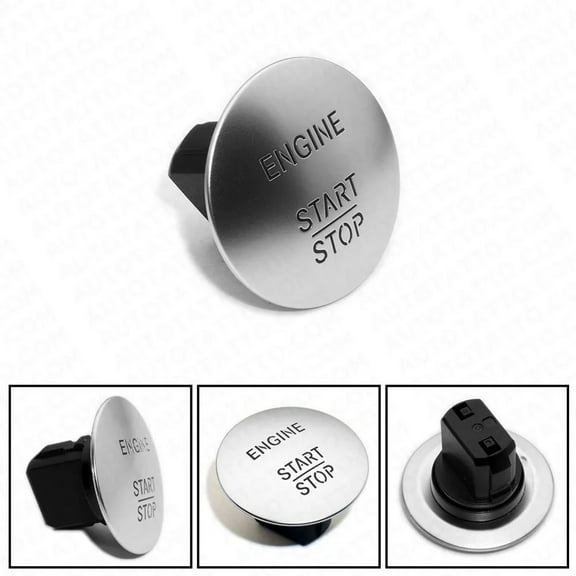1Pc Car Keyless Push Start Stop Button Go Engine Ignition Switch Red,Silver For Mercedes For Benz S / W164 / W205 Oem 2215450714 Silver