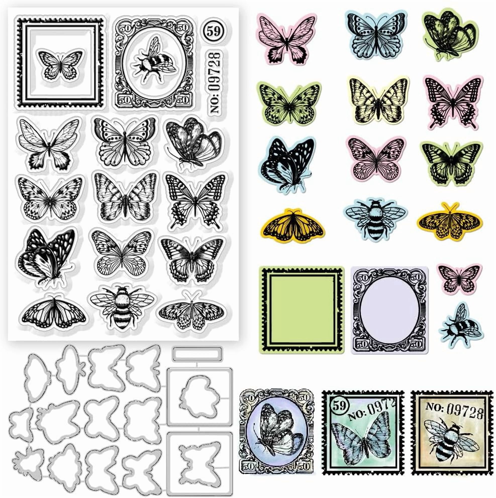 1Pc Carbon Steel Cutting Dies Stencils with 1 Sheet PVC Clear Stamps ...