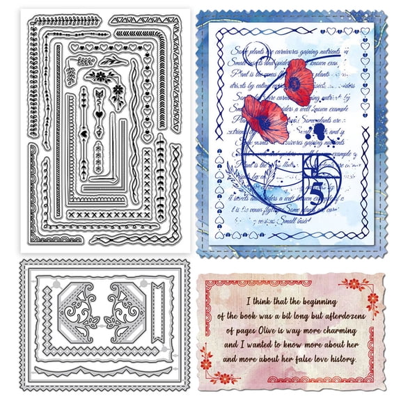 1Pc Carbon Steel Cutting Dies Stencils with 1Pc PVC Clear Stamps for DIY Scrapbooking Photo Album Decorative Embossing Paper Card Rectangle