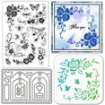 thumbnail image 1 of 1Pc Carbon Steel Cutting Dies Stencils with 1Pc Plastic Clear Stamps and 1Pc PET Hollow Out Drawing Painting Stencils Insects 150~160x109~150x0.8~3mm, 1 of 7
