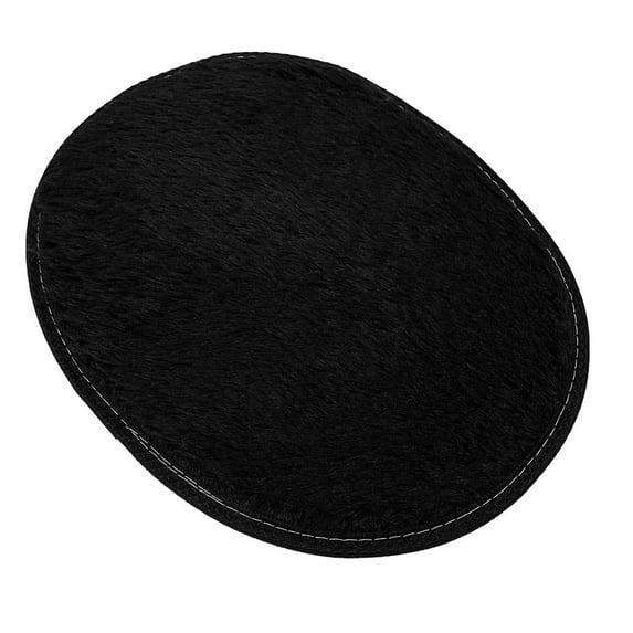 1Pc Carpet,30*40Cm Anti-Skid Fluffy Shaggy Area Rug Home Bedroom Bathroom Floor Door Mat,Oval Rug/Mat, Black, 30*40 Cm