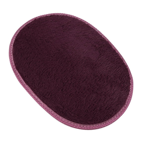 1Pc Carpet,30*40Cm Anti-Skid Fluffy Shaggy Area Rug Home Bedroom Bathroom Floor Door Mat,Oval Rug/Mat, Burgundy, 30*40 Cm
