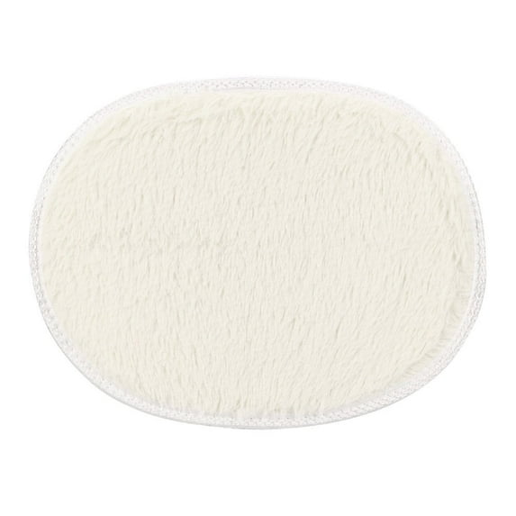 1Pc Carpet,30*40Cm Anti-Skid Fluffy Shaggy Area Rug Home Bedroom Bathroom Floor Door Mat,Oval Rug/Mat, Off-White, 30*40 Cm