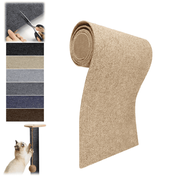 1Pc Cat Scratch Mat Self Adhesive Scratching Pad Customizable Cuttable Rug for Indoor Cats Furniture Protection, Khaki S/30*60cm