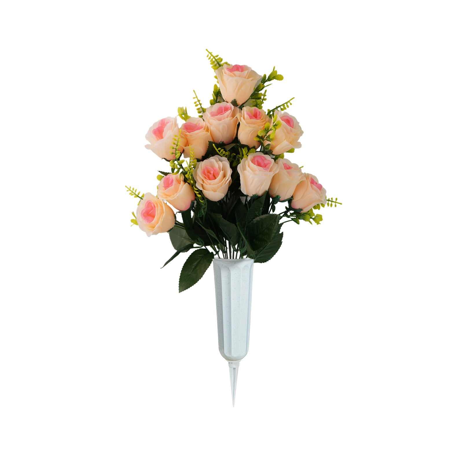 1Pc Cemetery Artificial Flowers, Rose Bouquet for Grave Decor, Memorial Day Grave Flower Arrangement, Funeral Garden Floral Ornament, Vase Matching Grave Flowers, Long Lasting Fake Florals