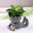 thumbnail image 1 of 1Pc Ceramic Plant Pot Sitting Human Shaped Planter Plant Container Desktop Decoration for Home Office Room, 1 of 3