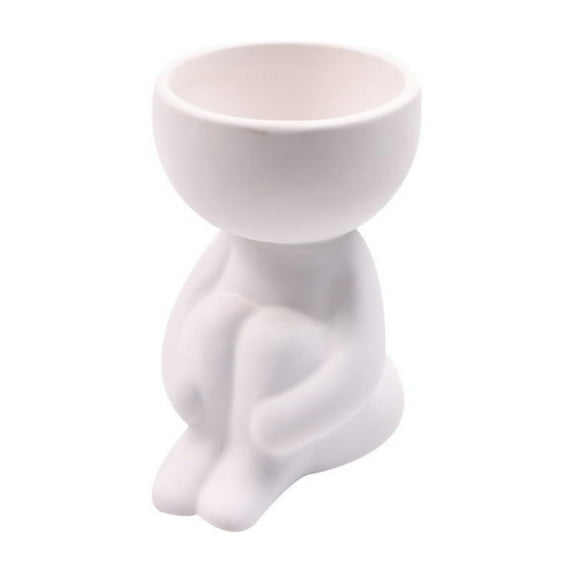 1Pc Ceramic Plant Pot Sitting Human Shaped Planter Plant Container Desktop Decoration for Home Office Room