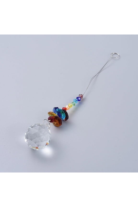 1Pc Chandelier Suncatchers Prisms Balls Hanging Pendant Ornament for Home Office Garden Decoration Colorful 215mm for DIY