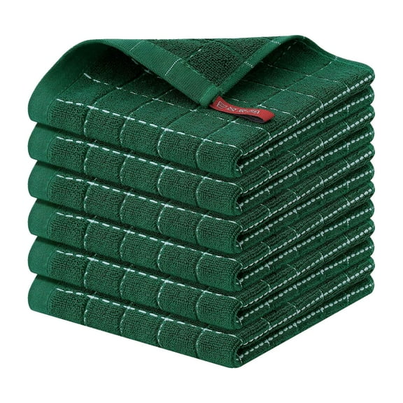 1Pc Checkered Designed Cotton Kitchen Dish Cloths, 12x12 Inch Soft Strong Absorbent Quick Drying Durable Cleaning Kitchen Rags Cleaning Scrubbing Towels for Home Kitchen, Multicolor(Green,12x12")