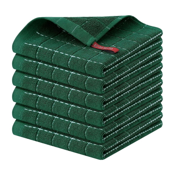 1Pc Checkered Designed Cotton Kitchen Dish Cloths, 12x12 Inch Soft Strong Absorbent Quick Drying Durable Cleaning Kitchen Rags Cleaning Scrubbing Towels for Home Kitchen, Multicolor(Green,12x12")