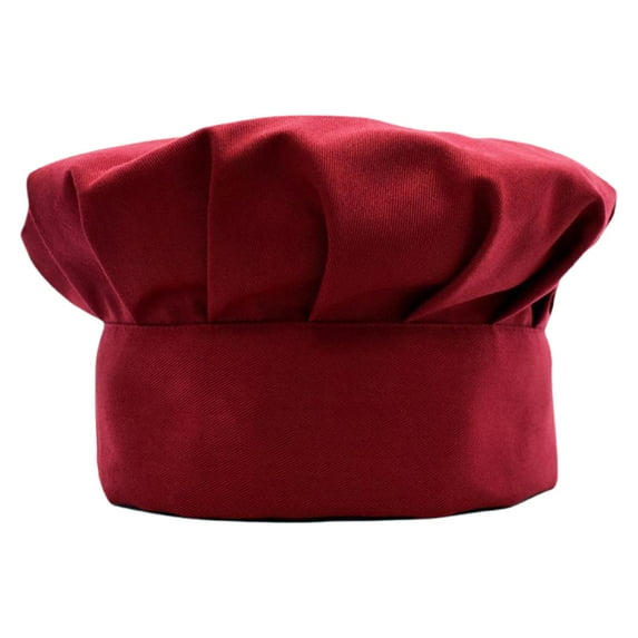 1Pc Chef Hat for Men Women Adults,Elastic Band Adjustable Cotton Chefs Hat Chef Works Hats Chef Cap Cook Hat Adult Premium Adjustable Elastic Baker Kitchen Cooking Chef Cap(Red,9.8x9.8x10")