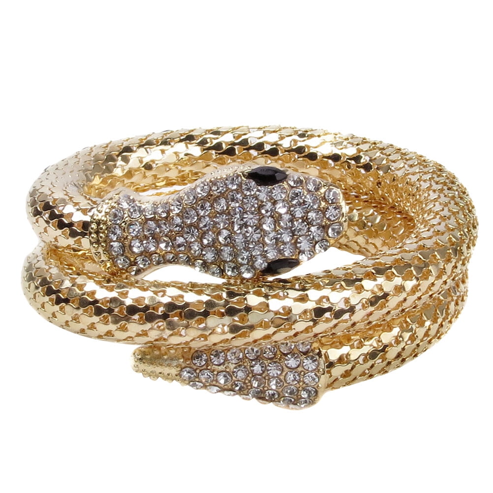 1Pc Chic Snake Wrap Bracelet Stylish Golden Python Design Bangle Wrist