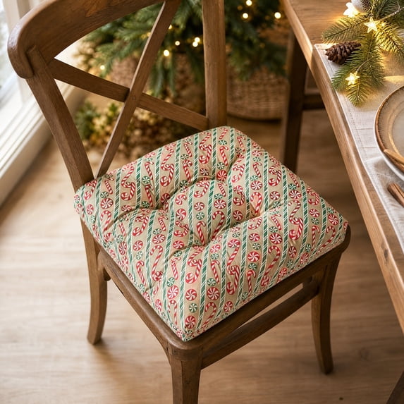 1Pc Christmas Chair Cushions for Dining Chairs, 16'' x 16'' Memory Foam Chair Pad Non Slip Seat Cushion with Washable Cover for Patio Kitchen Indoor Outdoor