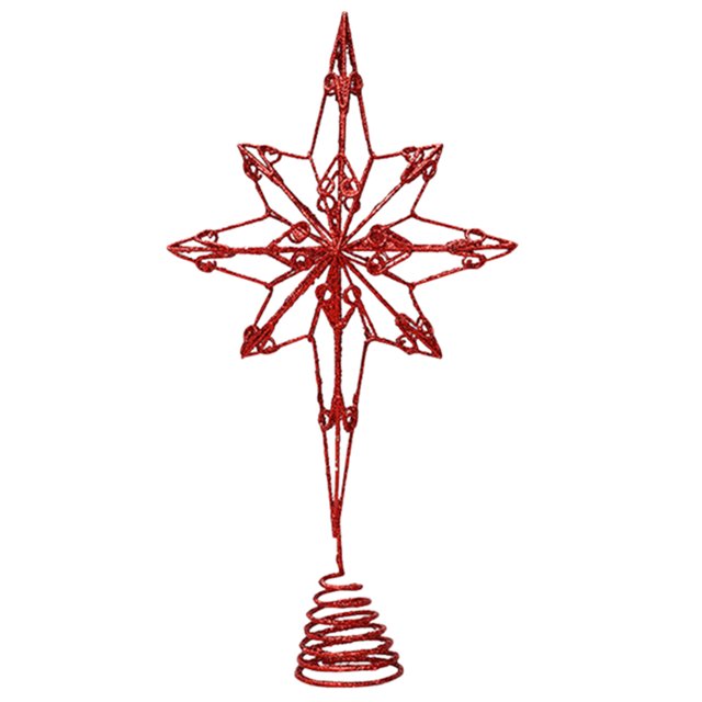 1Pc Christmas Eight Pointed Star Tree Topper Party Xmas Tree Ornament