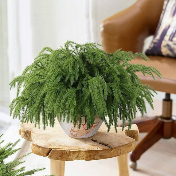 1Pc Christmas Norfolk Pine Branch,Real Touch Artificial Xmas Pine Picks,Artificial Faux Cedar Pine Stem DIY Crafts Faux Xmas Greenery Stem Fake Cedar Pine Picks for Xmas Wreath Garland Home Decor