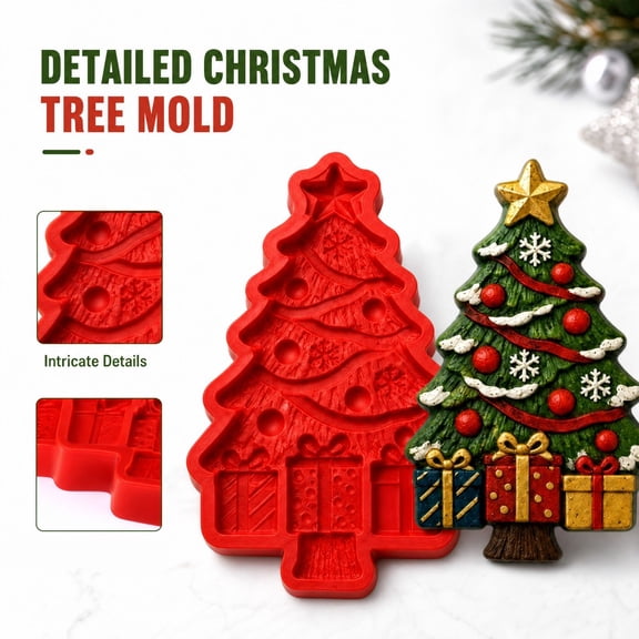 1Pc Christmas Tree Cake Pan Plastic Holiday Baking Mold for Cakes & Desserts Tree-shaped design creates festive cakes brownies and holiday desserts