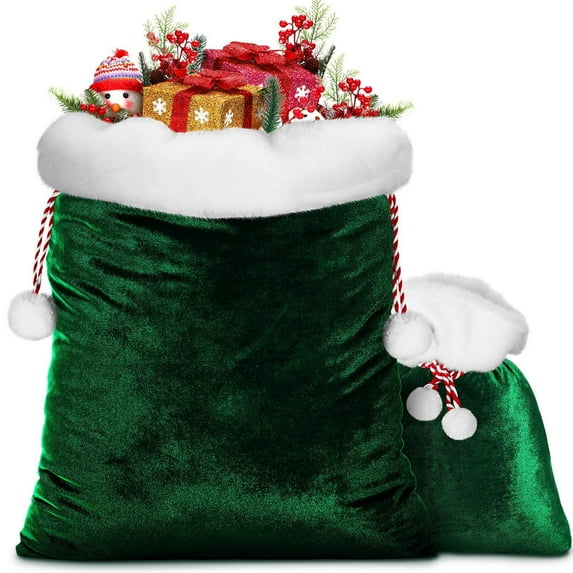 1Pc Christmas Velvet Santa Bags with Drawstring, Santa Sack, Large Christmas Bags, Jumbo Gift Sacks,Santa Gift Bags, Velvet Bag, Gift Wrap Bags for Christmas Party, Xmas Present Sack