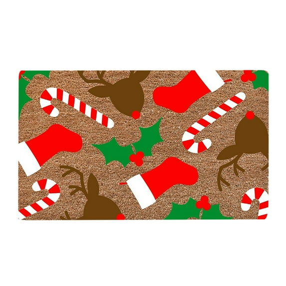 1Pc Christmas Welcome Coir Doormat 16 x 24 Inch Funny Xmas Porch Decor Mat Non Slip Natural Fiber Coir Front Doormat Decor for Holiday Home Indoor Outdoor Gift(Funny)