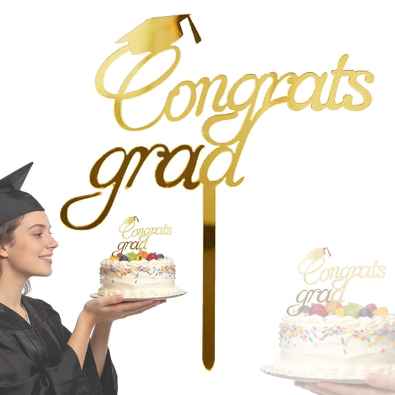 1Pc Class of 2026 Cake Topper, Gold Glitter Congrats Grad Cake Decorations, Acrylic Happy Graduation Cake Decor for Graduation Party Supplies, Congratulations Grad Decorations for Celebration