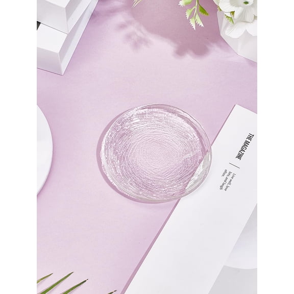 1Pc Clear Glass Coasters Clear Round Glass Coaster Cup Mats Non-Slip Absorbent Drink Coastering for Tabletop Protection Office Desk Desk Dining Table Ornament Housewarming Gifts 84x12mm DIY Making