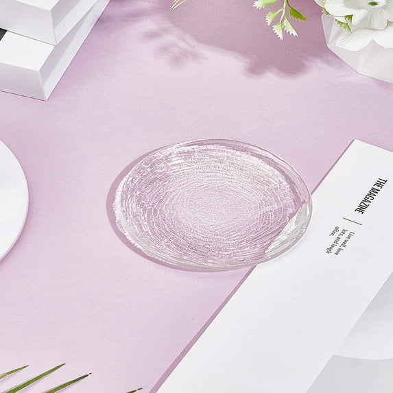 1Pc Clear Glass Coasters Clear Round Glass Coaster Cup Mats Non-Slip Absorbent Drink Coastering for Tabletop Protection Office Desk Desk Dining Table Ornament Housewarming Gifts 84x12mm DIY Gold