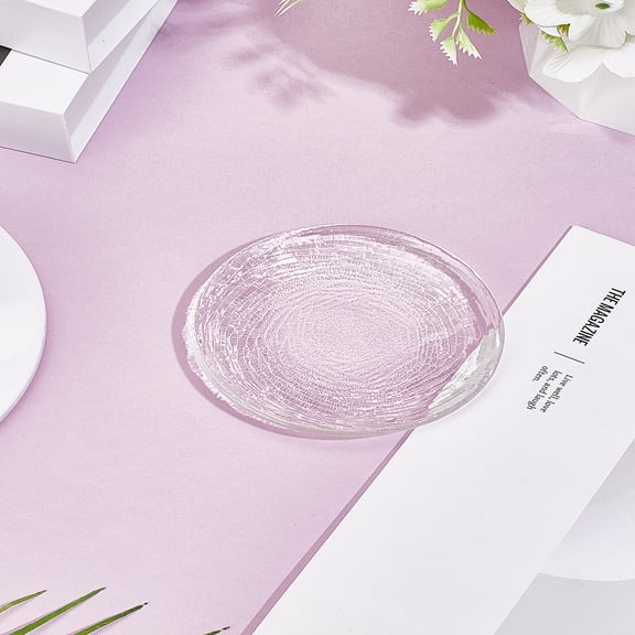 1Pc Clear Glass Coasters Clear Round Glass Coaster Cup Mats Non-Slip Absorbent Drink Coastering for Tabletop Protection Office Desk Desk Dining Table Ornament Housewarming Gifts 84x12mm DIY Gold