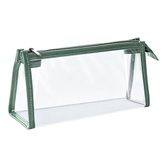 1Pc Clear Pencil Pouch with Zipper,Zipper Pouch Bag,Multi-Purpose Zippered Pen Holder Pencil Case,Cosmetic Makeup Bag for Stationery Toiletries Office Organizer,8.58x2.28x4.33 in(Green1)