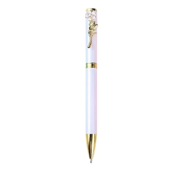1Pc Clearance Sale! Metal Retractable Ballpoint Pen, Pearl Flower Design Smooth Writing for Business (14*1cm, White)