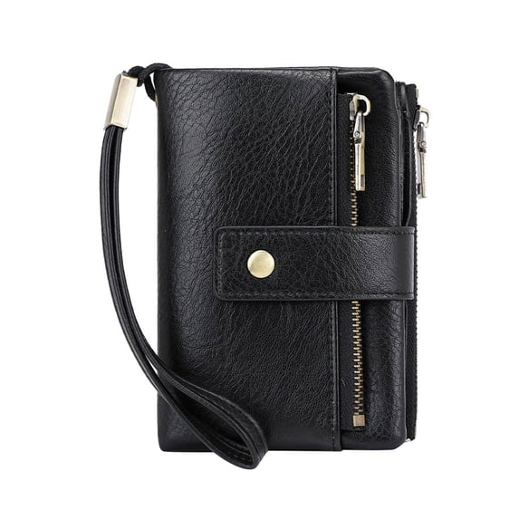 1Pc Clearance Sale! PU Leather Small RFID Blocking Wallet, Trifold Compact Card Holder with Zipper (One Size, Black)