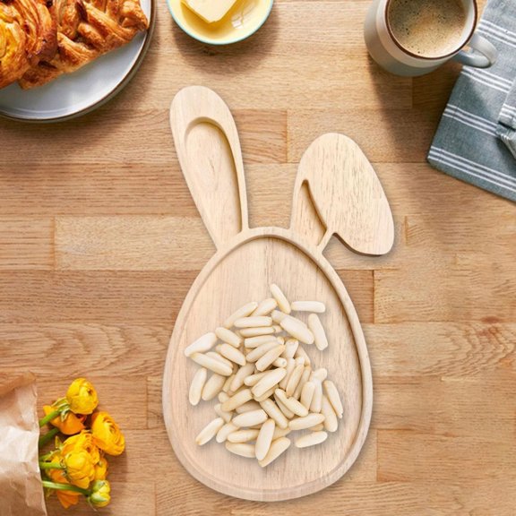 1Pc Clearance Under $10 Easter Egg Fruit Plate Serving Plate Wood For Table Serve Snacks Wood Yellow