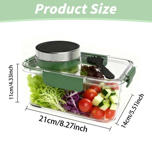 1Pc Clearance Under $10 Salad Lunch Box Salad Box For Office, Plastic Plastic Green