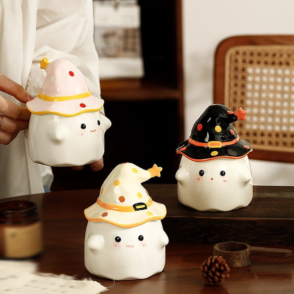 1Pc Clearance Under $12 Halloween Ghost Mug Ceramic Cup For Table, Glass Glass (F)