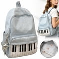 thumbnail image 1 of 1Pc Clearance Under $12 Piano Print Backpack Piano Bag Canvas For School Carrying Blue Piano Bag Keyboard Design Blue, 1 of 9
