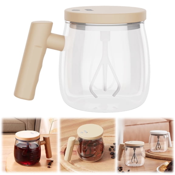 1Pc Clearance Under $15 Electric Stirring Cup Electric Auto Stirring Mug Glass For Office Desk Auto Mixing Mug Lazy Morning Coffee Stirrer Yellow