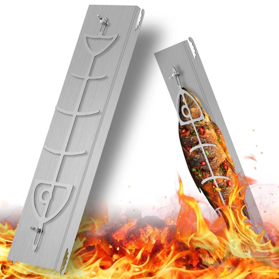 1Pc Clearance Under $20 Salmon Grill Rack Halloween Mold For Baking, Stainless Steel Stainless Grilling Plate Silver