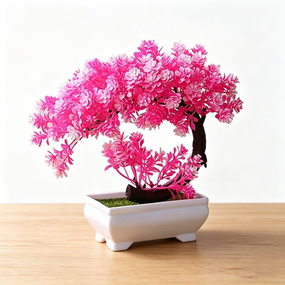 1Pc Clearance Under $3 Artificial Bonsai Mistletoe For Door, Plastic Small Potted Greenery Pink