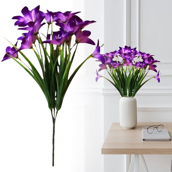 1Pc Clearance Under $3 Artificial Lily Fake Lily For Vase, Plastic Purple (H)