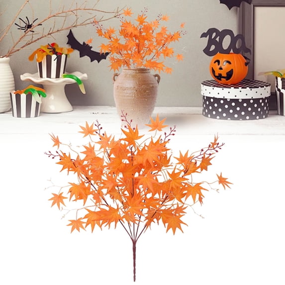 1Pc Clearance Under $3 Artificial Maple Leaf Faux Maple Leaf Cloth For Table Arranging Orange Faux Maple Leaf Orange Artificial Maple Leaf (D)