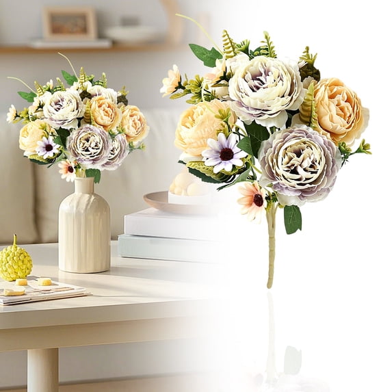 1Pc Clearance Under $3 Artificial Ranunculus Fake Peony Abs For Vase Display Peony Charming Yellow