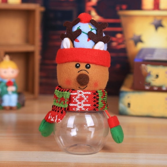 1Pc Clearance Under $3 Christmas Candy Jar Candy Jar For Table, Pvc Santa Snowman Candy Jar (F)