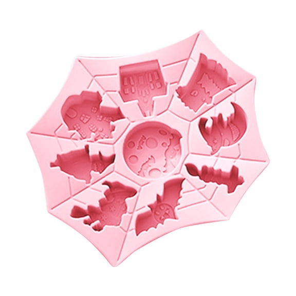 1Pc Clearance Under $3 Cookie Mold Chocolate Cake Mold For Candy Crafting, Mixed Materials Pink Web Skull Silicone Mold Pink