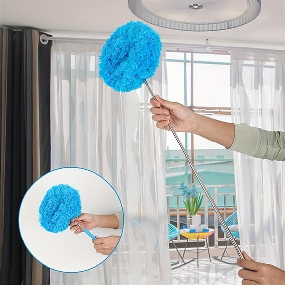 1Pc Clearance Under $3 Extendable Ceiling Fan Duster Fan Brush Plastic For Ceiling Clean Fan Plastic Blue