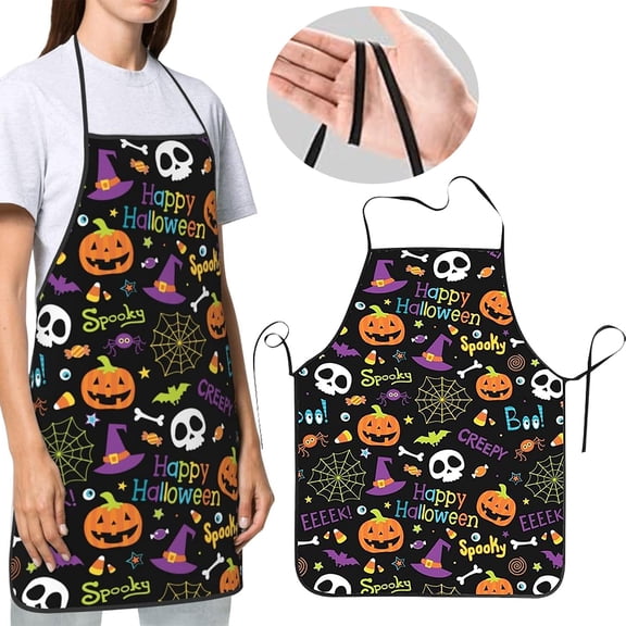 1Pc Clearance Under $3 Halloween Apron Halloween Apron Polyester For Costume Party Wearing Sleeveless Polyester Apron Holiday Sleeveless Apron Black