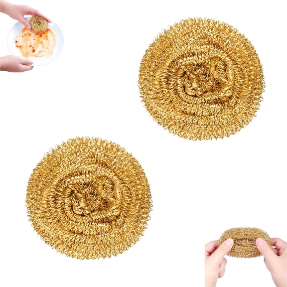 1Pc Clearance Under $3 Pot Brush Scour Ball For Sink, Copper Copper Gold