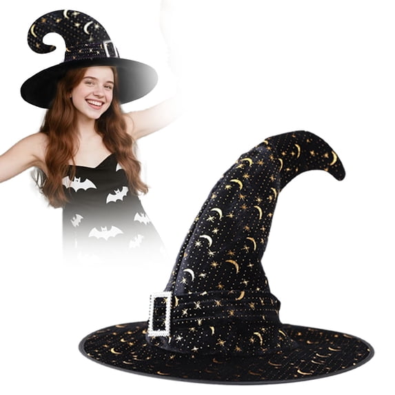 1Pc Clearance Under $3 Witch Hat Witch Hat For Costume Party, Cloth Witch Curved Hat A (D)
